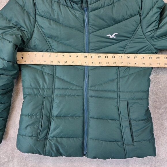 Hollister Jacket Womens Medium Puffer Hooded Sherpa Lined Recycled Fill Warm - Picture 5 of 13
